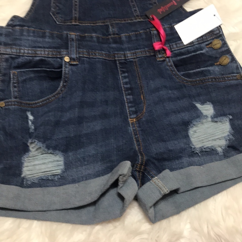 NWT Dollhouse Shortalls Denim Jean Shorts Sz 8 - Picture 7 of 14